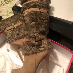 Suede Platform Fur Knee High Boots